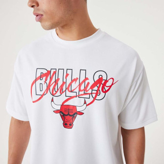 New Era NBA Chicago Bulls Script Logo Oversized T-Shirt ''White''