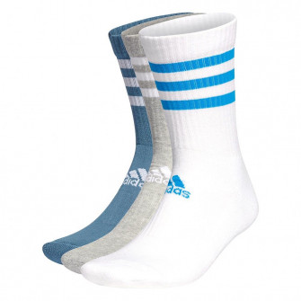 adidas 3-stripes Cushioned Crew Socks ''White/Blue/Grey''