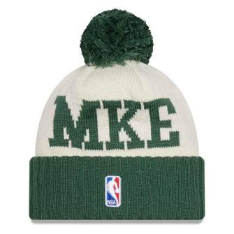 New Era NBA Draft Milwaukee Bucks Bobble Beanie Hat ''Cream/Green''