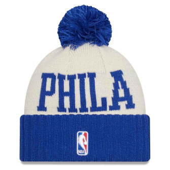 New Era NBA Draft Philadelphia 76ers Bobble Beanie Hat ''Cream/Blue''