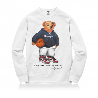 Sneaky Old School Bear Pullover ''White''